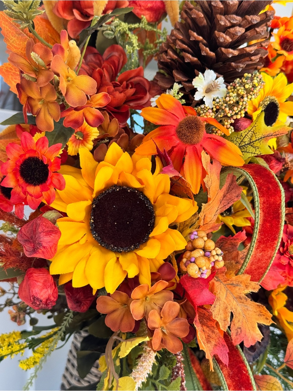 Autumn Rattan Basket Door Arrangement/Floral Arrangement - Picture 5 of 11
